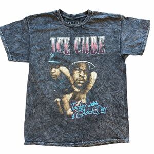 Ice Cube Today Was a Good Day Graphic Tee Acid Wash Black Size L Unisex